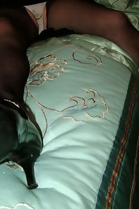 pornography pix of old ash-blonde milf providing hard fuck to her black knob while wearing heels