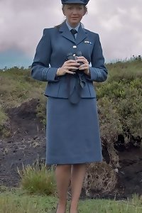 an elder platinum-blonde woman buxom a big uncircumcised manstick